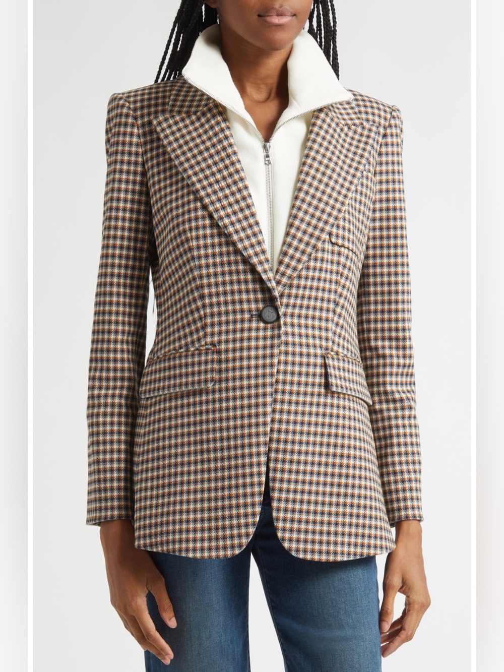 Veronica Beard Livvy Check Dickey Jacket Blazer size 2 new with quince dickey